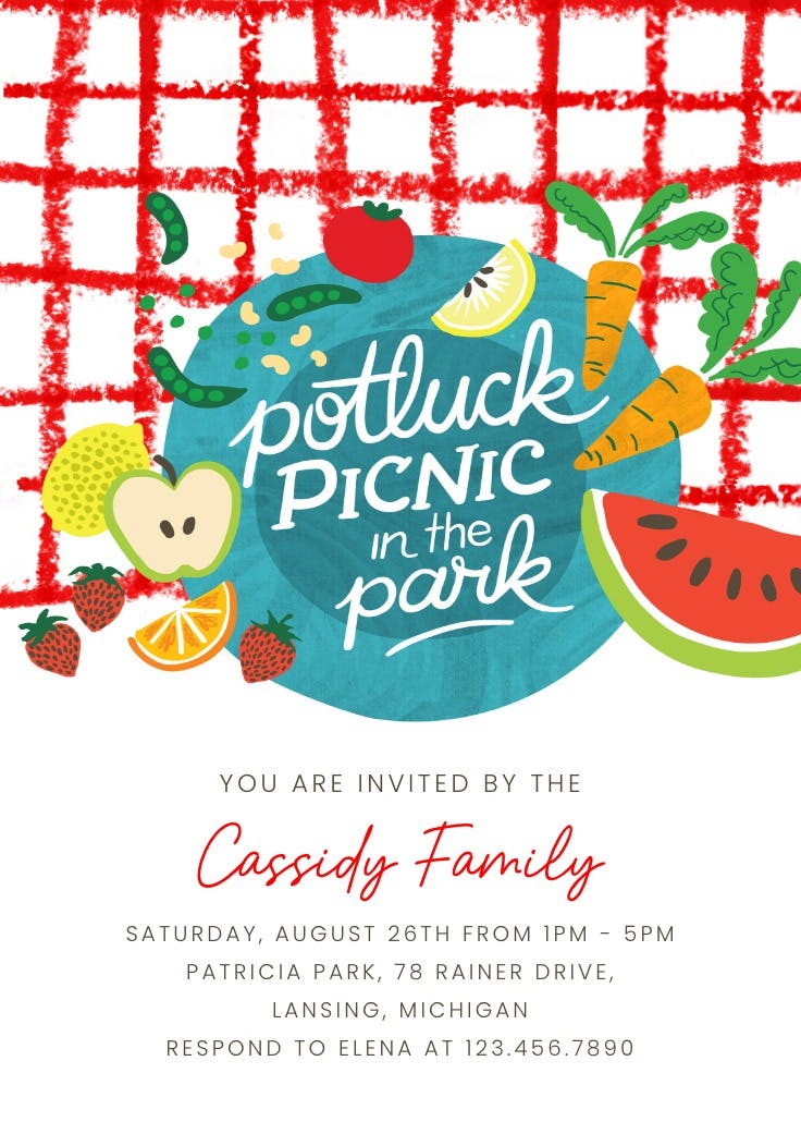 Picnic in the park - potluck invitation